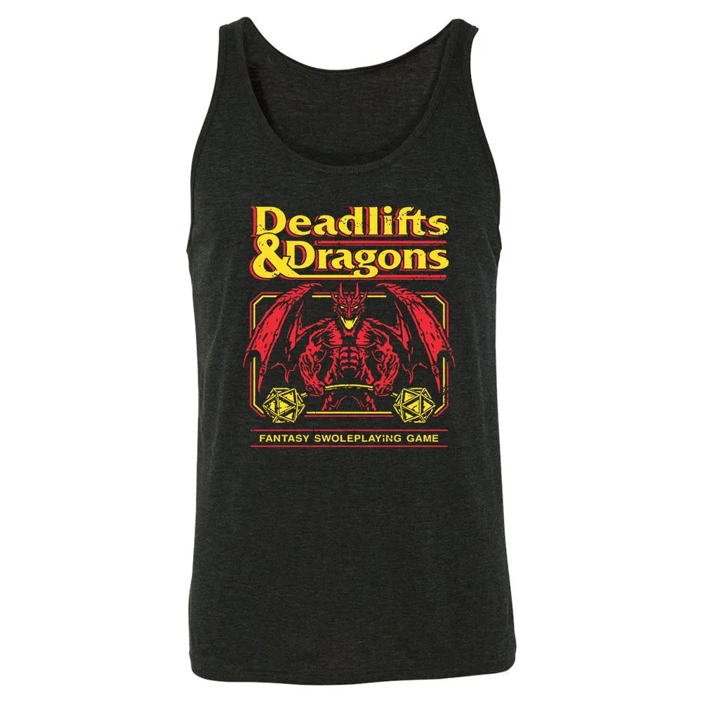 Deadlifts And Dragons Unisex Jersey Tank - Charcoal Black Triblend - 5