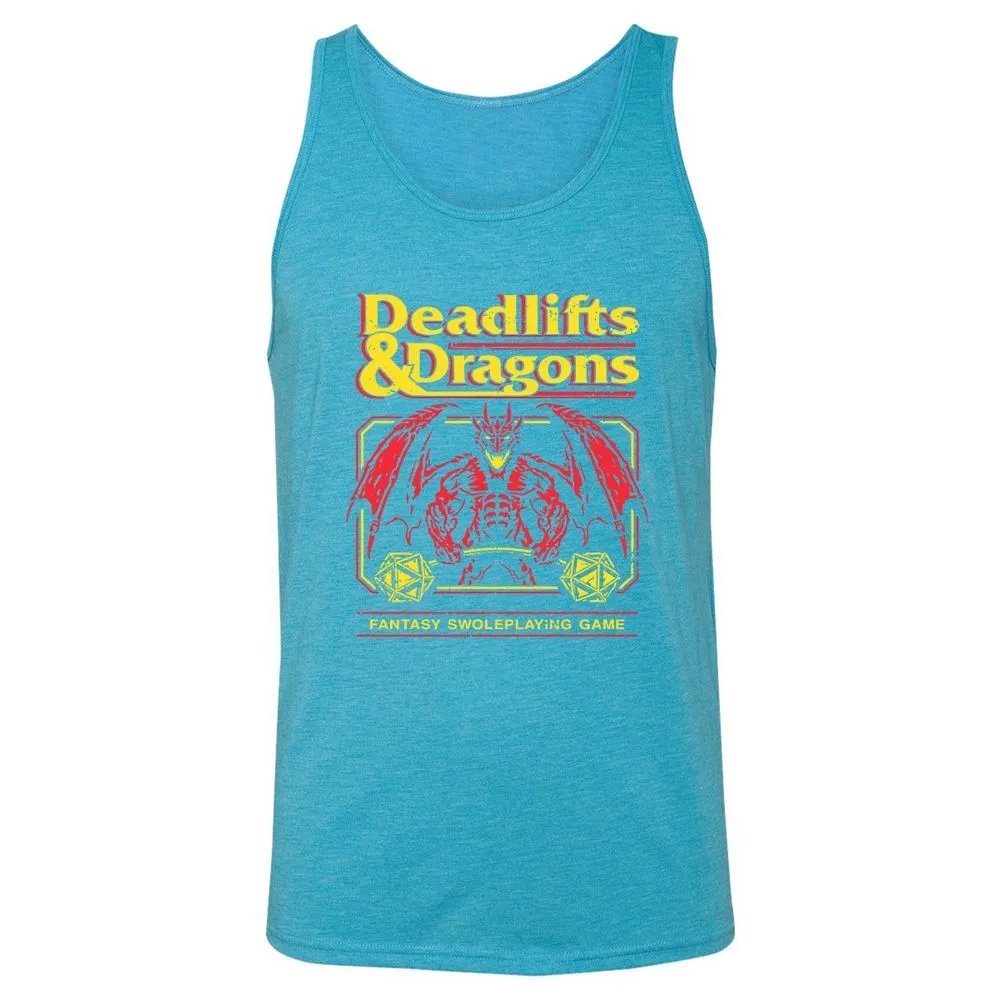 Deadlifts And Dragons Unisex Jersey Tank - Aqua Triblend - 3