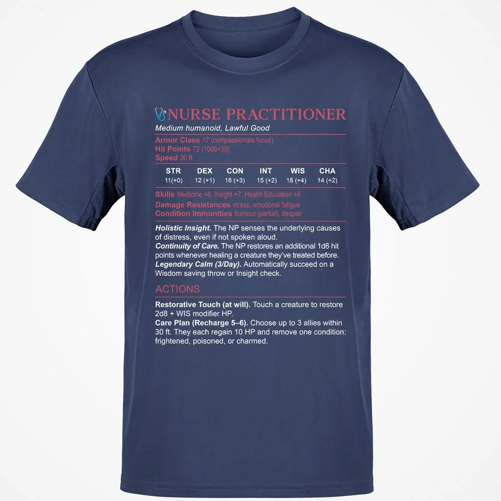 Nurse Practitioner Stats Classic Unisex T-Shirt - Navy - 7