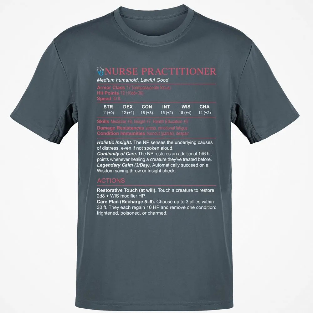 Nurse Practitioner Stats Classic Unisex T-Shirt - Charcoal - 3