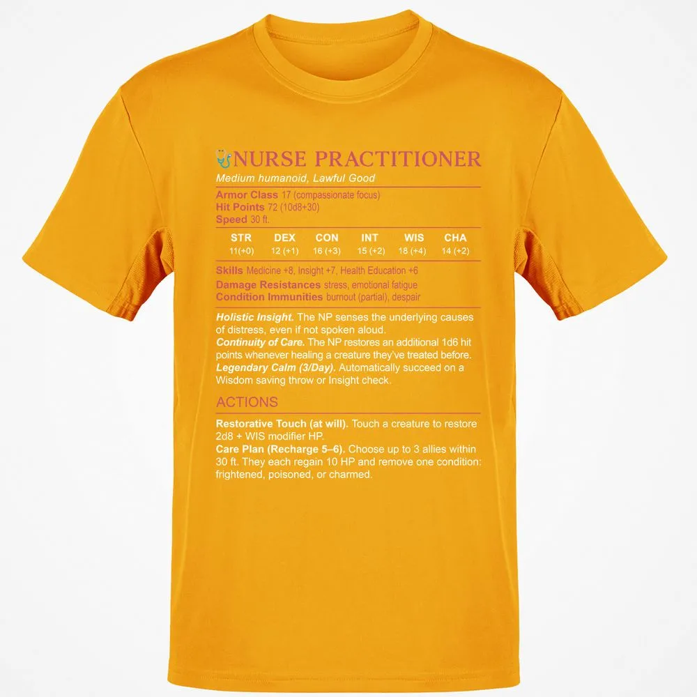 Nurse Practitioner Stats Classic Unisex T-Shirt - Gold - 4