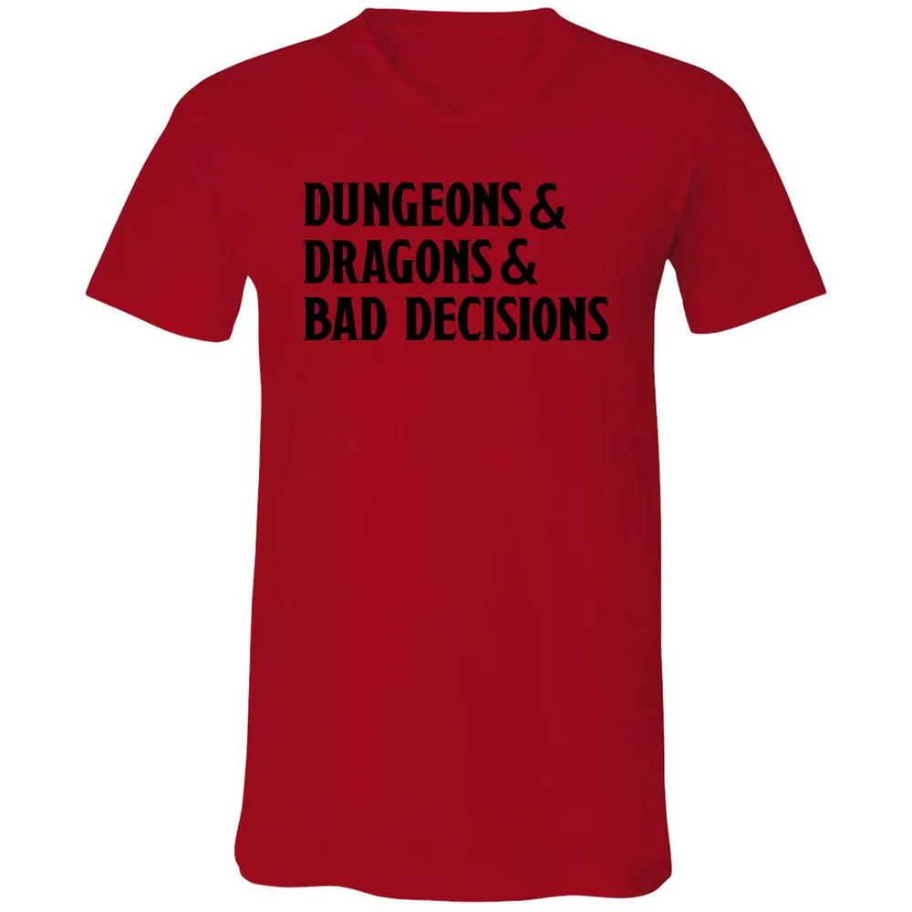 Bad Decisions Unisex V-Neck T-Shirt - Red - 3
