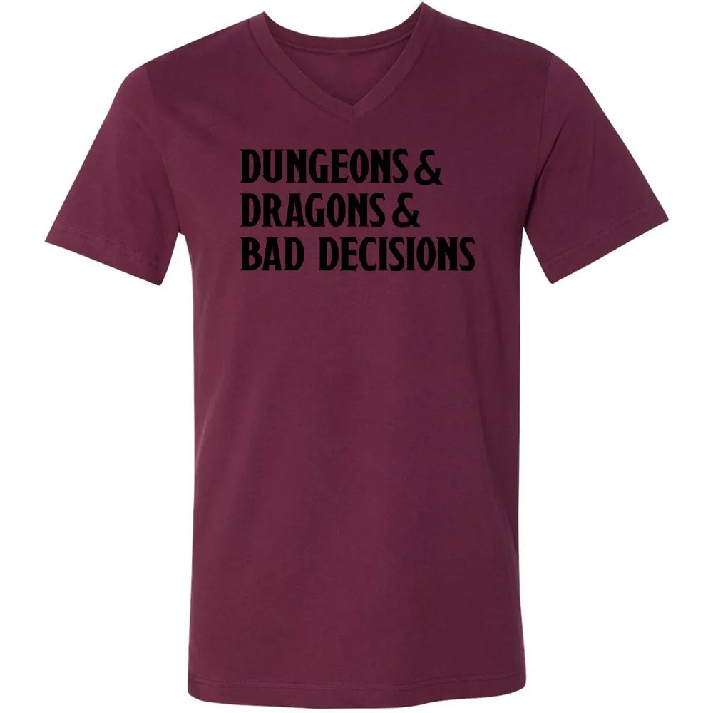 Bad Decisions Unisex V-Neck T-Shirt - Maroon - 6