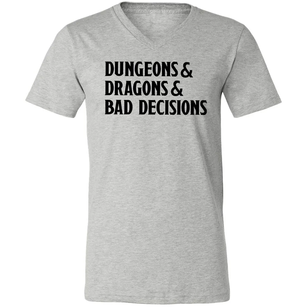 Bad Decisions Unisex V-Neck T-Shirt - Athletic Heather - 7