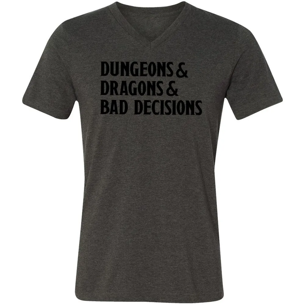 Bad Decisions Unisex V-Neck T-Shirt - Dark Grey Heather - 8