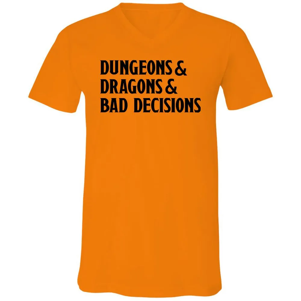 Bad Decisions Unisex V-Neck T-Shirt - Orange - 11