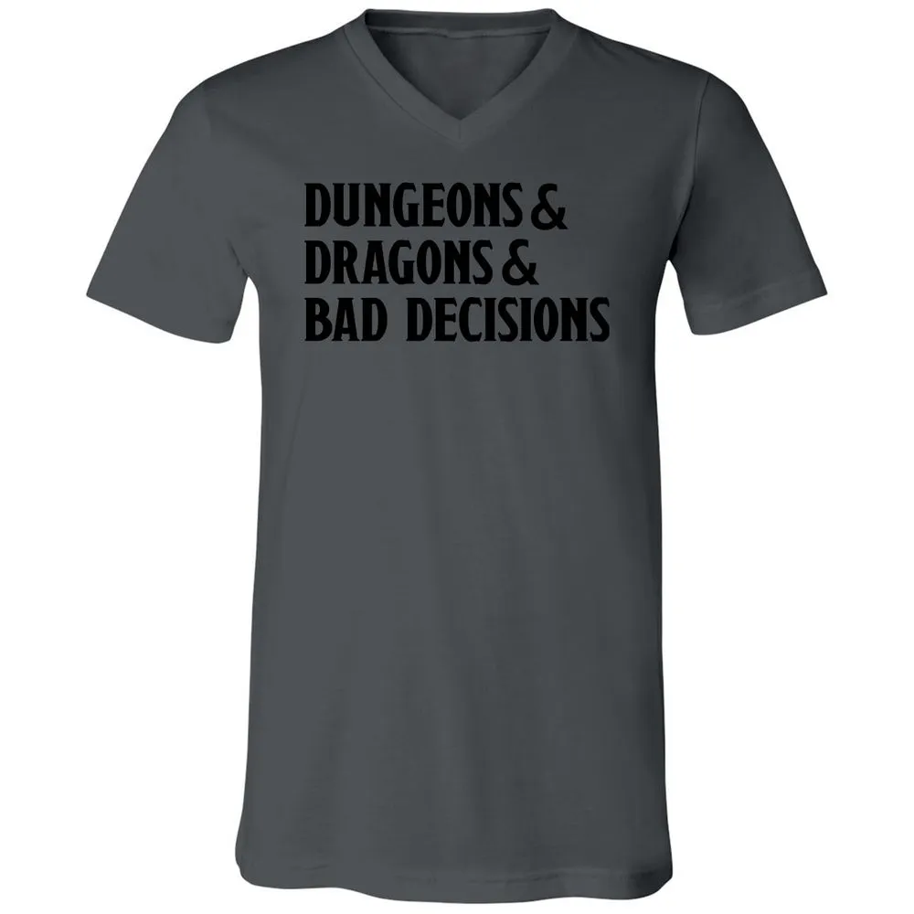 Bad Decisions Unisex V-Neck T-Shirt - Asphalt - 12