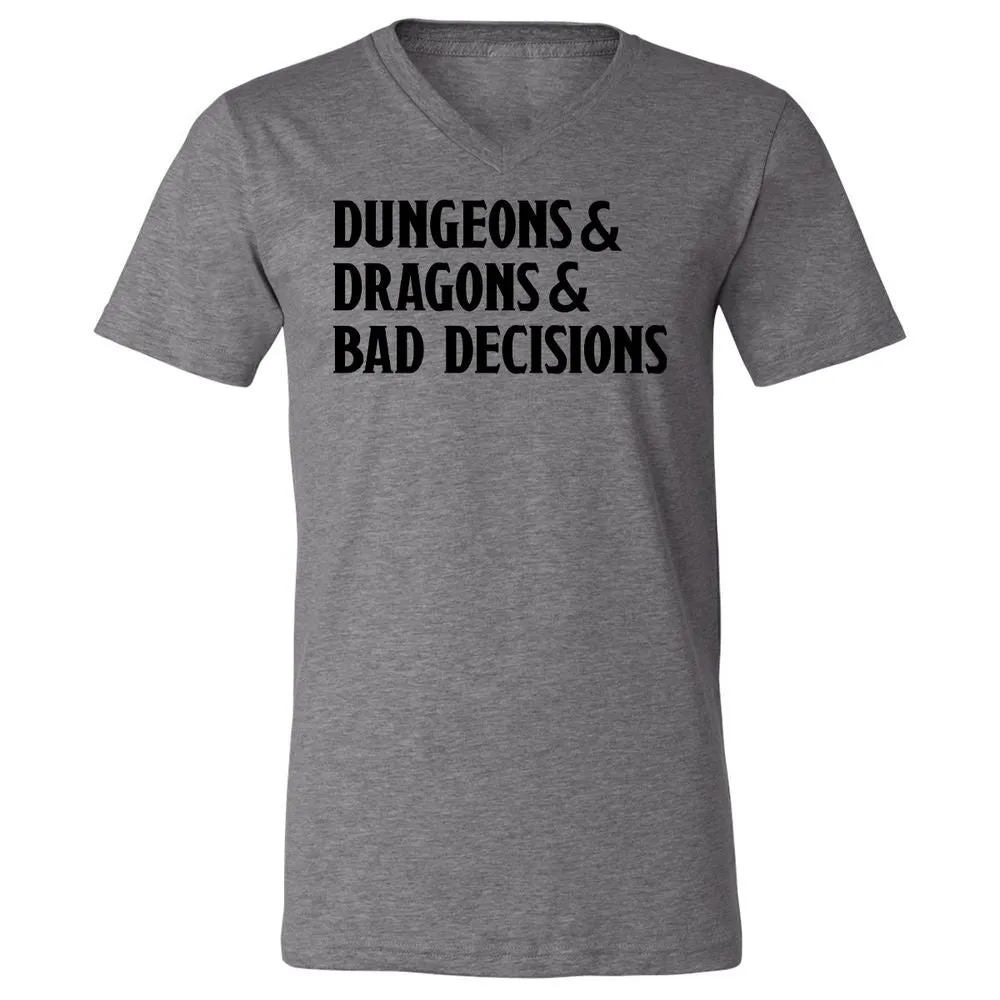 Bad Decisions Unisex V-Neck T-Shirt - Deep Heather - 13