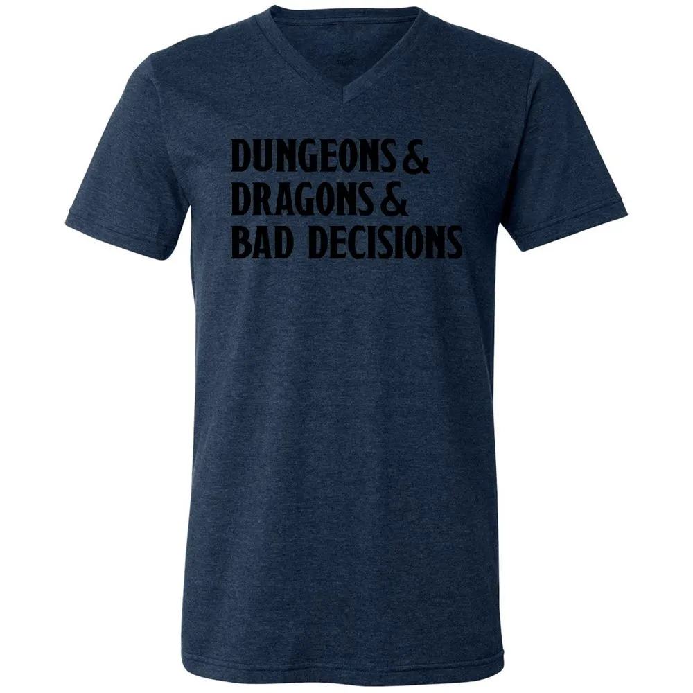 Bad Decisions Unisex V-Neck T-Shirt - Heather Navy - 15