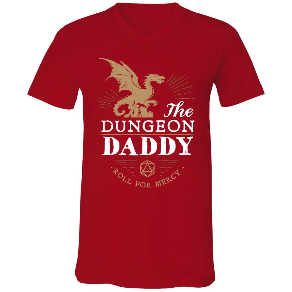 Dungeon Daddy Roll For Mercy Unisex V-Neck T-Shirt - Red - 3