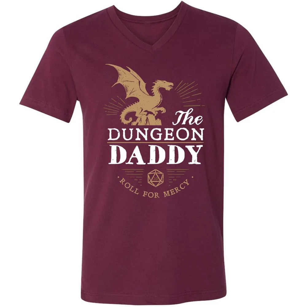 Dungeon Daddy Roll For Mercy Unisex V-Neck T-Shirt - Maroon - 6
