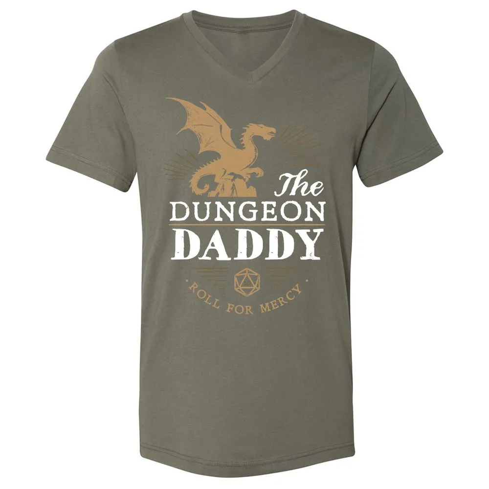 Dungeon Daddy Roll For Mercy Unisex V-Neck T-Shirt - Military Green - 10
