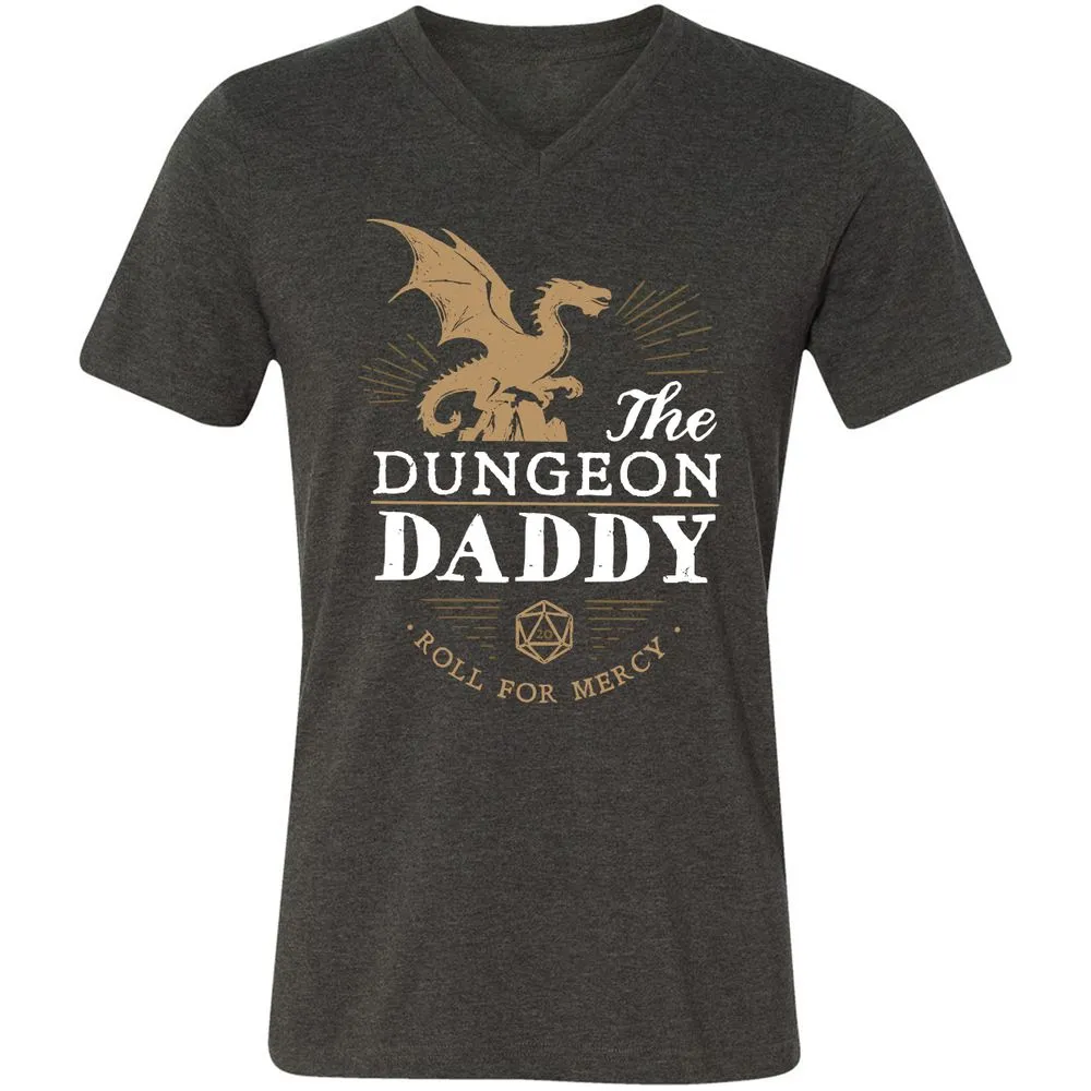 Dungeon Daddy Roll For Mercy Unisex V-Neck T-Shirt - Dark Grey Heather - 8