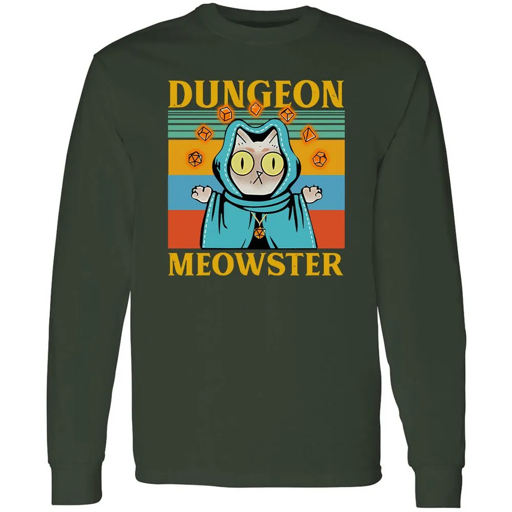 Dungeon Meowster Long Sleeve T-Shirt - Forest Green - 4