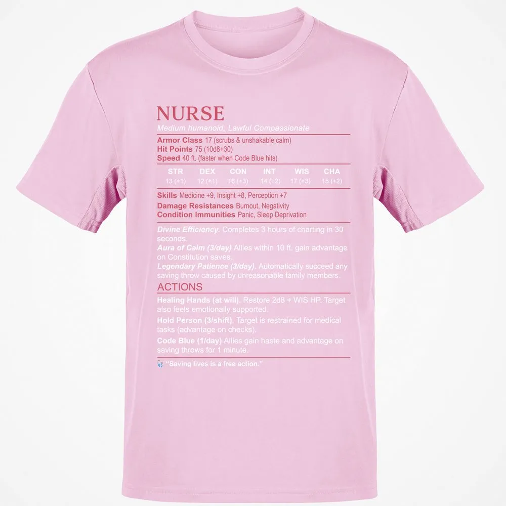 Nurse Stats 3 Classic Unisex T-Shirt - Light Pink - 5