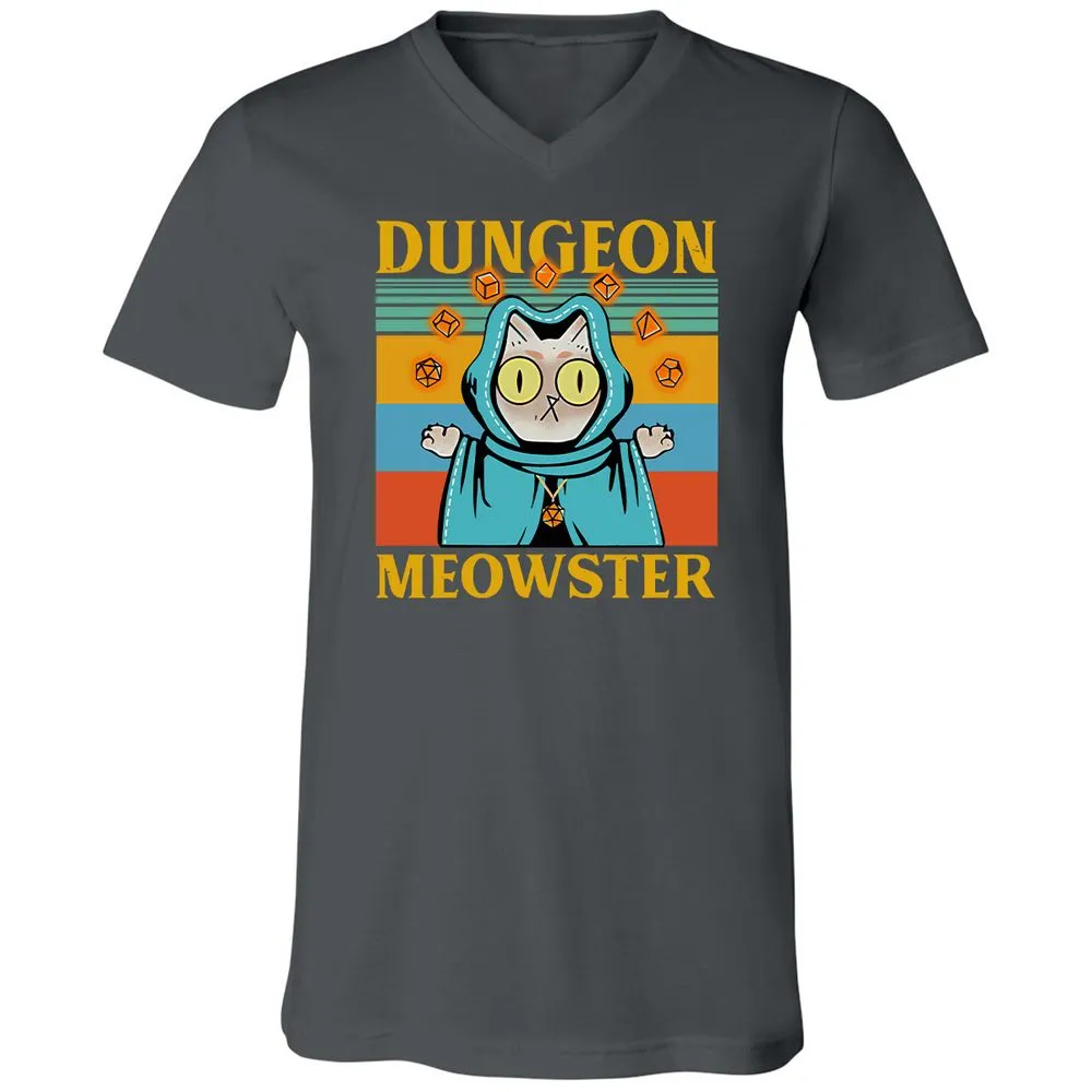 Dungeon Meowster Unisex V-Neck T-Shirt - Asphalt - 12