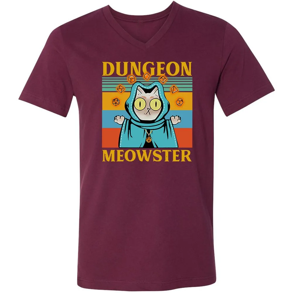 Dungeon Meowster Unisex V-Neck T-Shirt - Maroon - 6