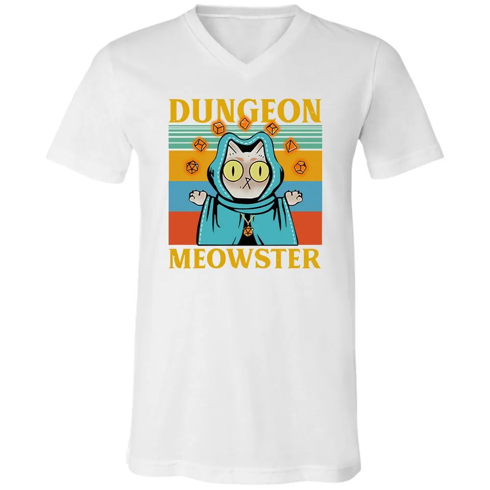 Dungeon Meowster Unisex V-Neck T-Shirt - White - 5