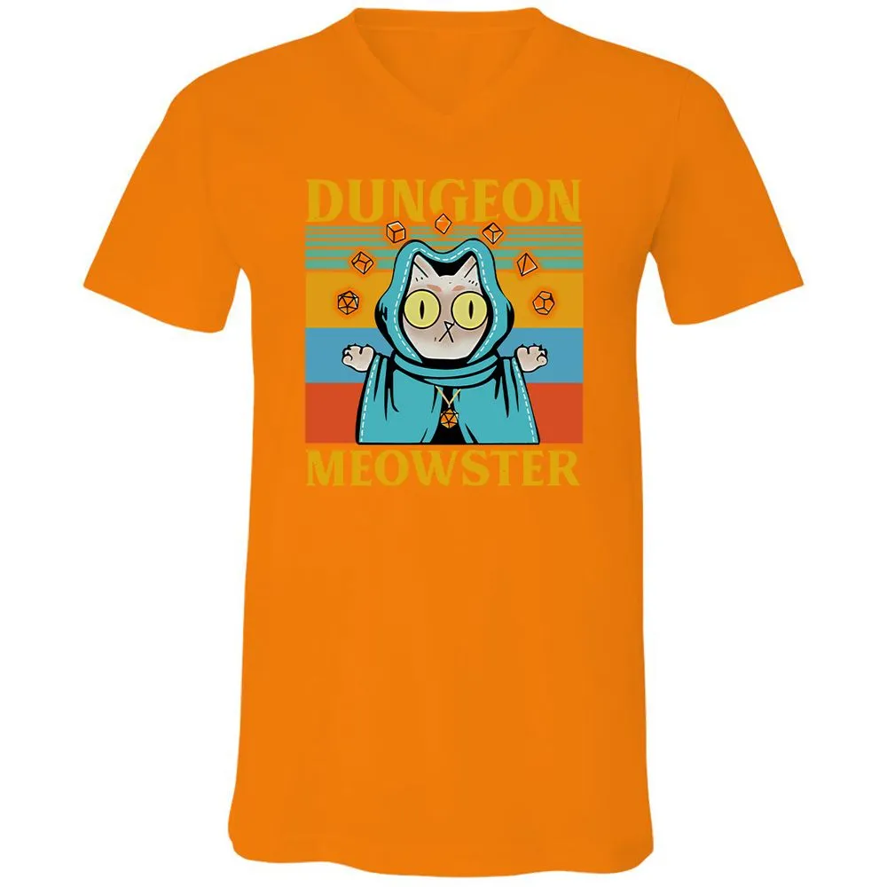 Dungeon Meowster Unisex V-Neck T-Shirt - Orange - 11