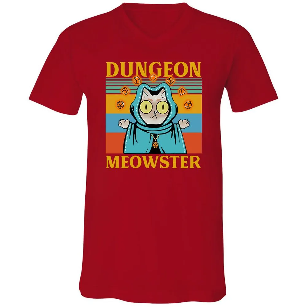 Dungeon Meowster Unisex V-Neck T-Shirt - Red - 3