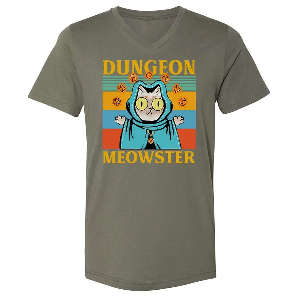 Dungeon Meowster Unisex V-Neck T-Shirt - Military Green - 10