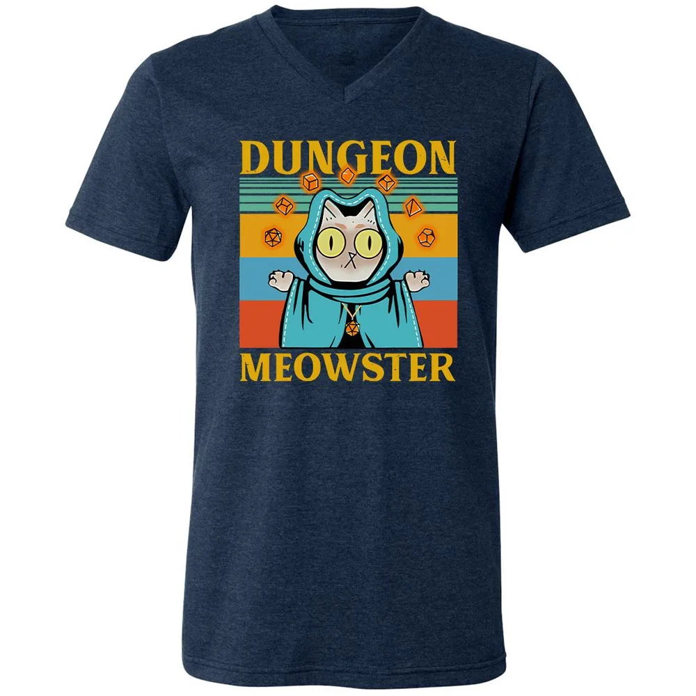 Dungeon Meowster Unisex V-Neck T-Shirt - Heather Navy - 15