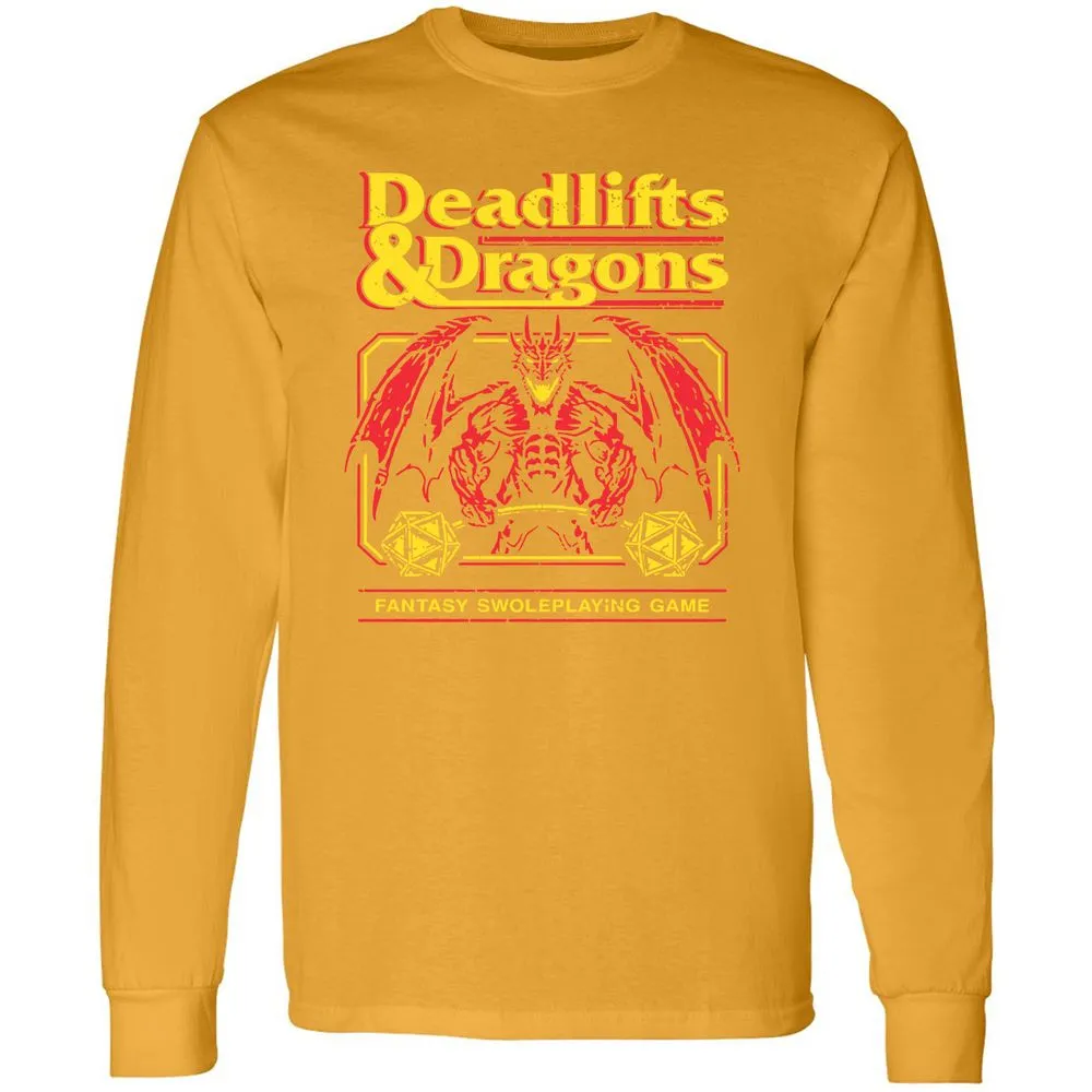 Deadlifts And Dragons Long Sleeve T-Shirt - Gold - 9