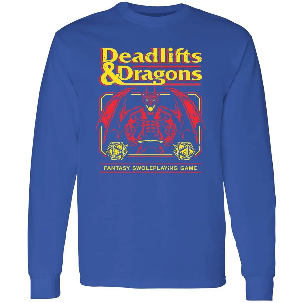 Deadlifts And Dragons Long Sleeve T-Shirt - Royal - 8