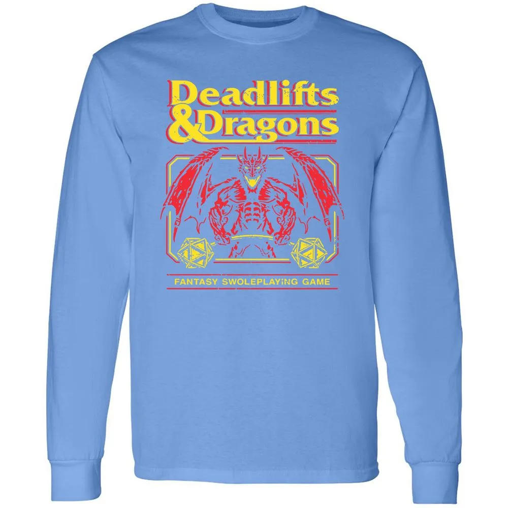 Deadlifts And Dragons Long Sleeve T-Shirt - Carolina Blue - 12