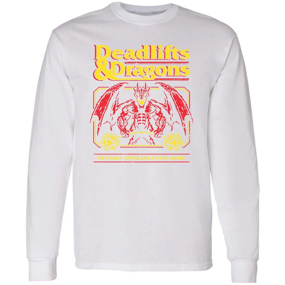 Deadlifts And Dragons Long Sleeve T-Shirt - White - 5