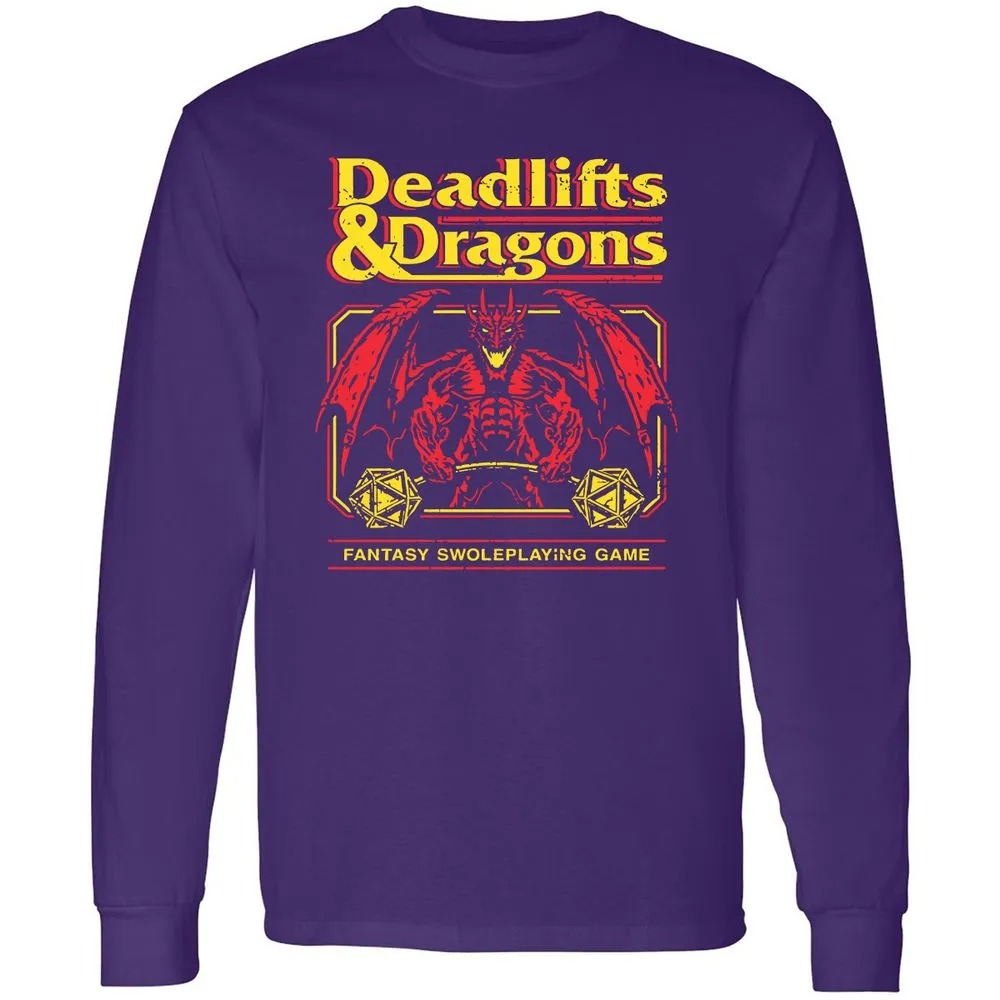 Deadlifts And Dragons Long Sleeve T-Shirt - Purple - 13
