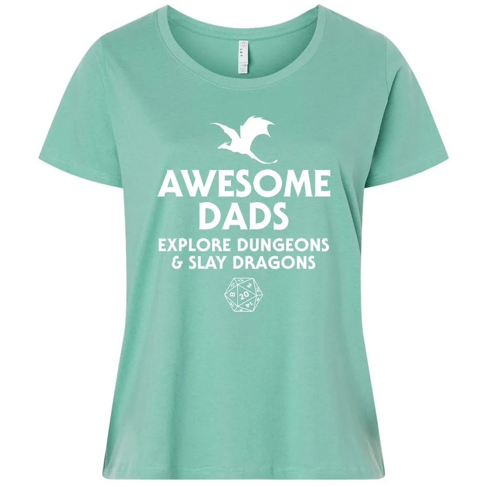Awesome Dads Slay Dragons Ladies Curvy Jersey - Saltwater - 7