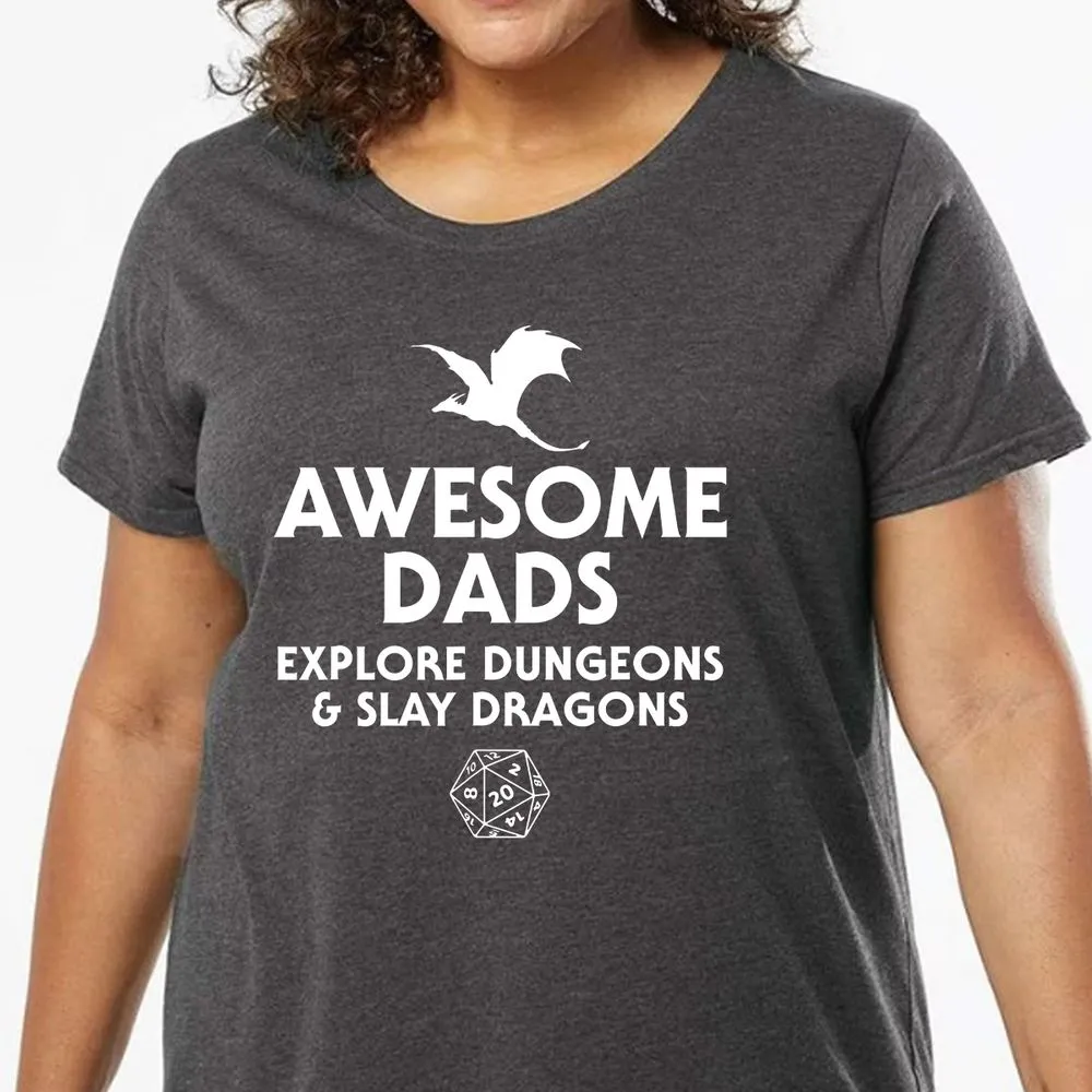 Awesome Dads Slay Dragons Ladies Curvy Jersey - model - 0