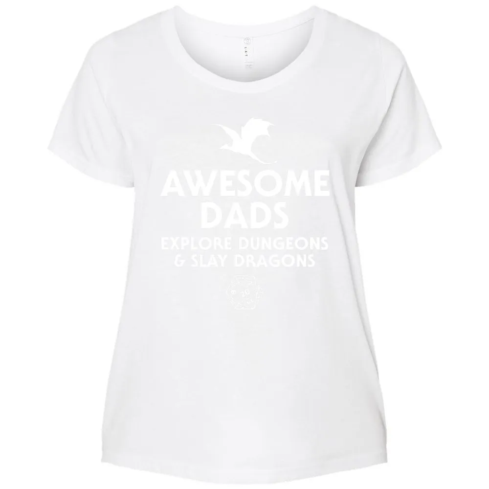 Awesome Dads Slay Dragons Ladies Curvy Jersey - White - 6