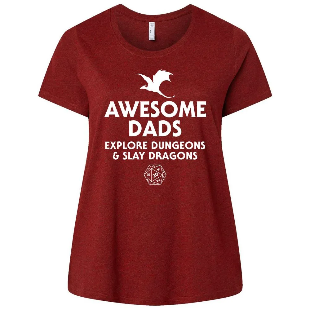 Awesome Dads Slay Dragons Ladies Curvy Jersey - Cardinal - 10