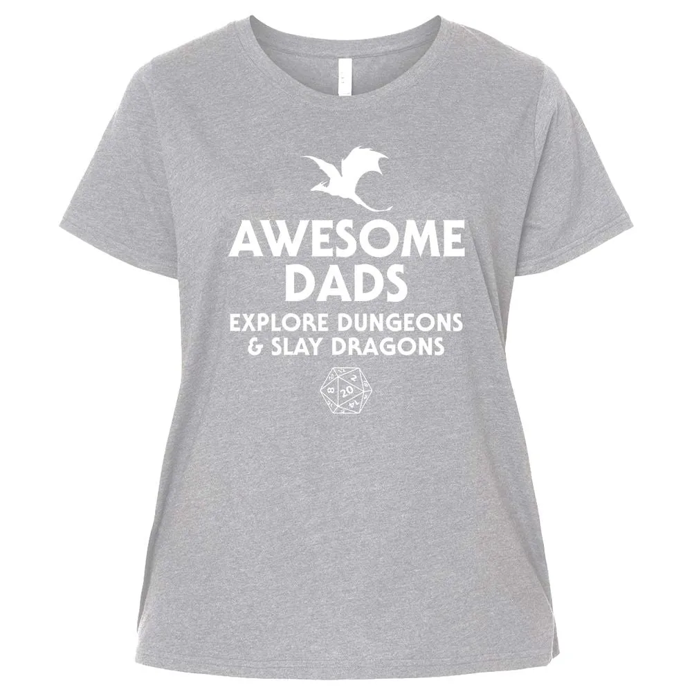 Awesome Dads Slay Dragons Ladies Curvy Jersey - Heather - 3