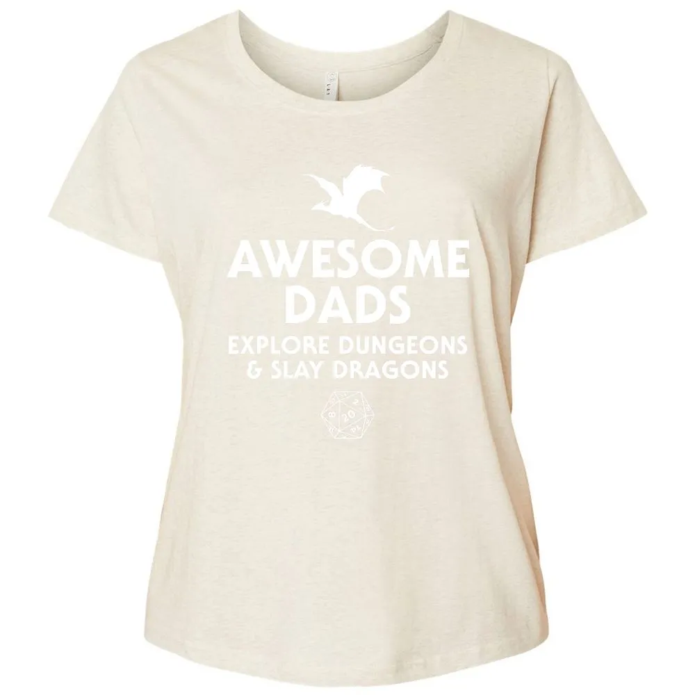 Awesome Dads Slay Dragons Ladies Curvy Jersey - Natural Heather - 8