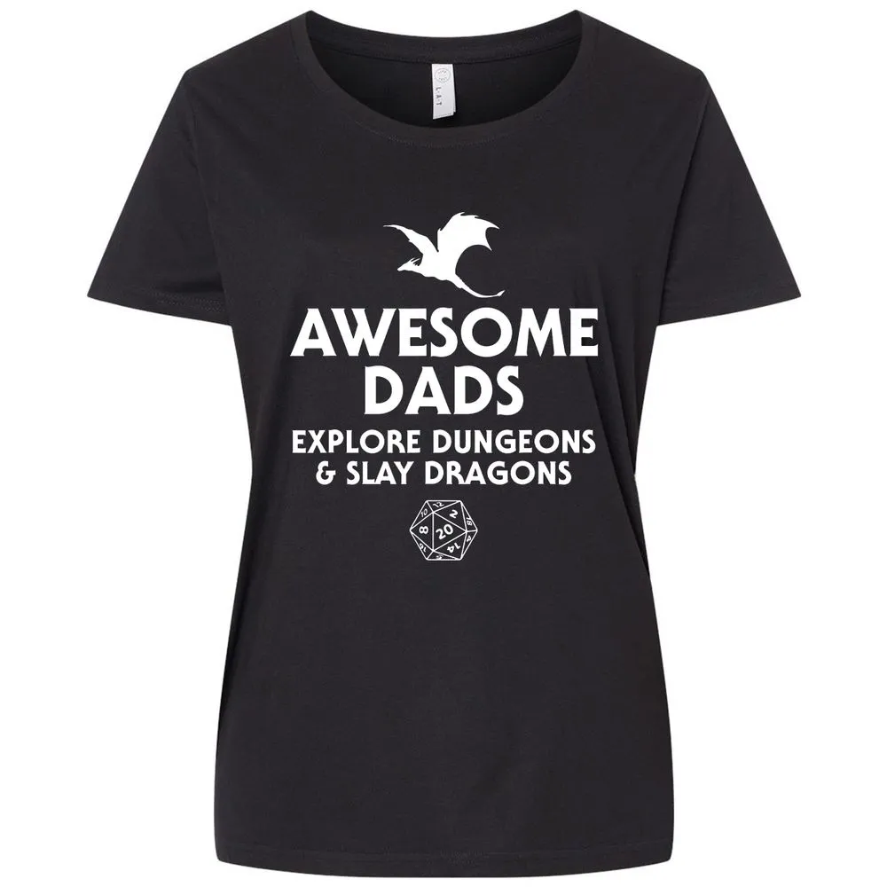 Awesome Dads Slay Dragons Ladies Curvy Jersey - Blended Black - 1