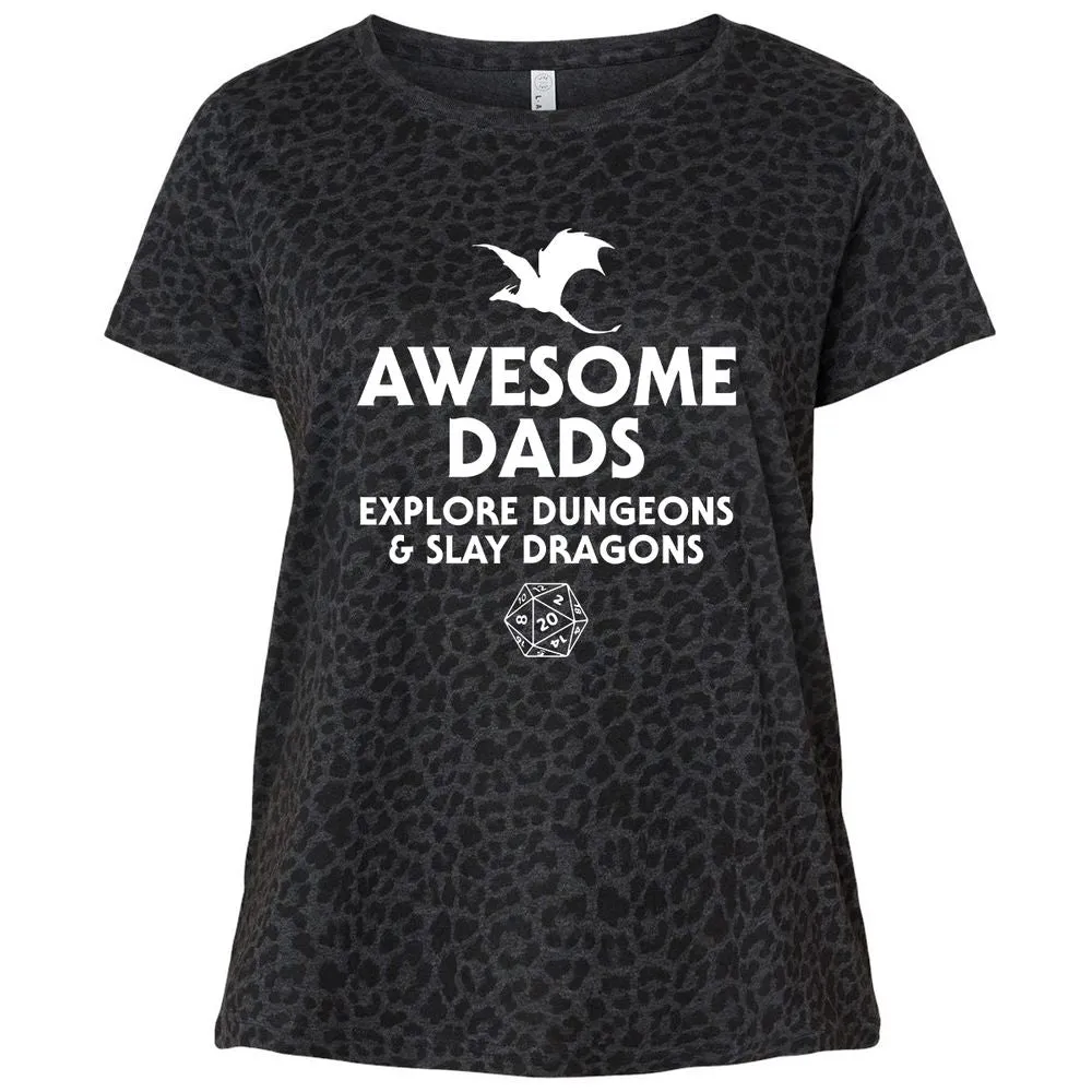 Awesome Dads Slay Dragons Ladies Curvy Jersey - Black Leopard - 11