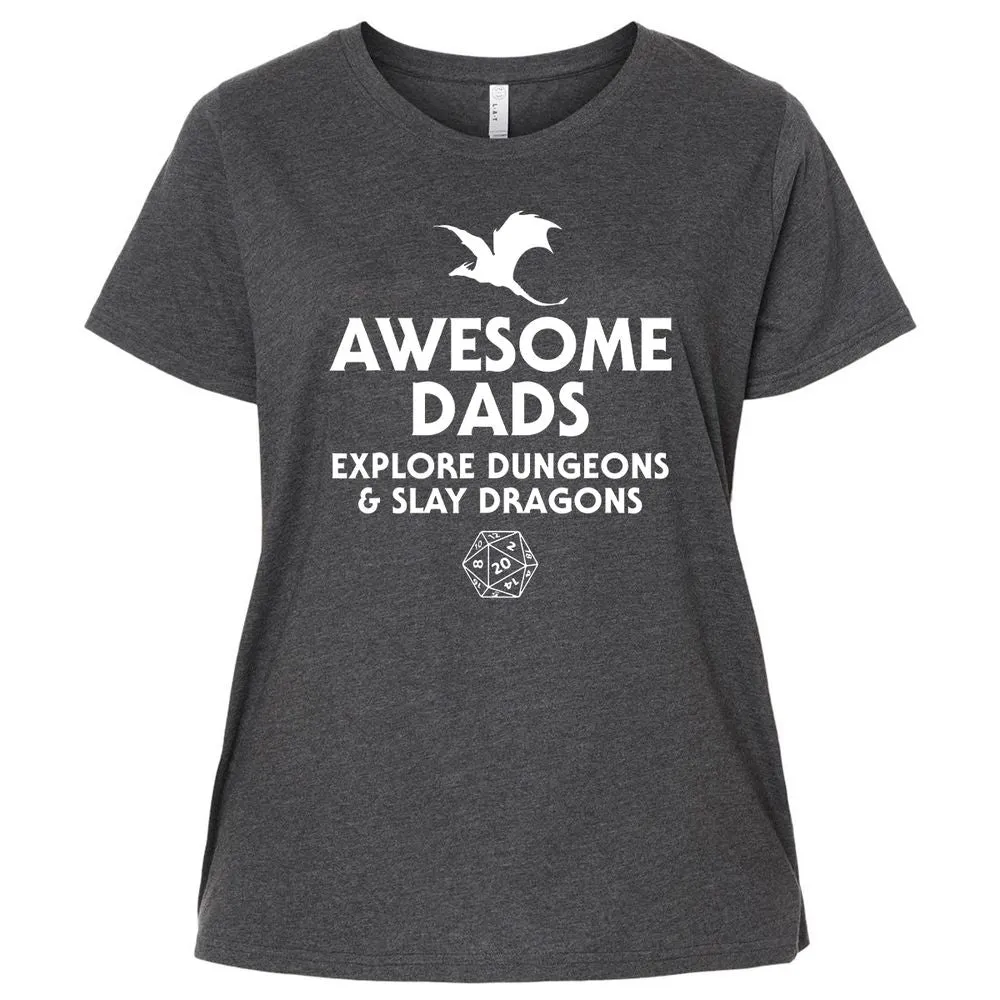 Awesome Dads Slay Dragons Ladies Curvy Jersey - Vintage Smoke - 4