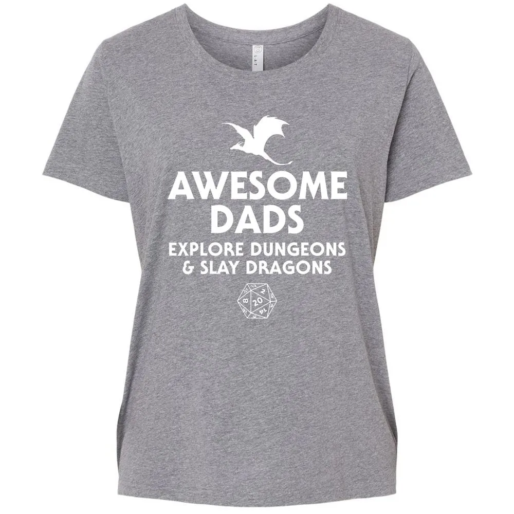 Awesome Dads Slay Dragons Ladies Curvy Jersey - Granite Heather - 9