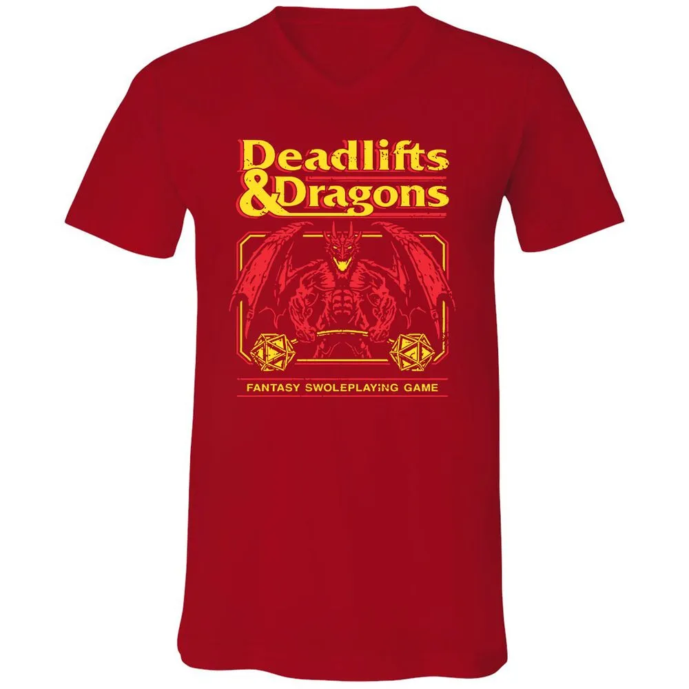 Deadlifts And Dragons Unisex V-Neck T-Shirt - Red - 3
