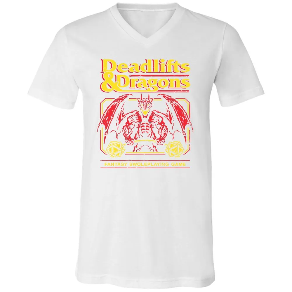 Deadlifts And Dragons Unisex V-Neck T-Shirt - White - 5