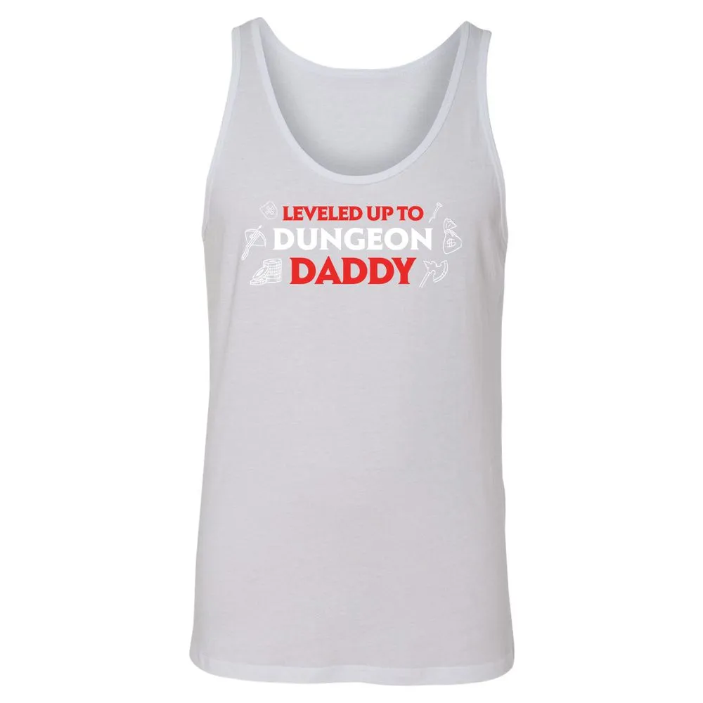 Leveled Up To Dungeon Daddy Unisex Jersey Tank - White - 14