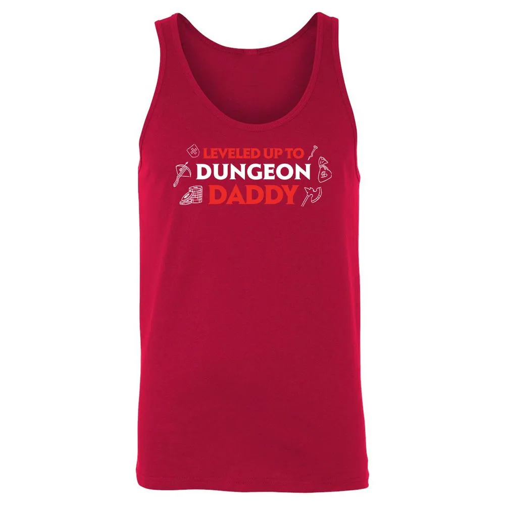 Leveled Up To Dungeon Daddy Unisex Jersey Tank - Red - 11