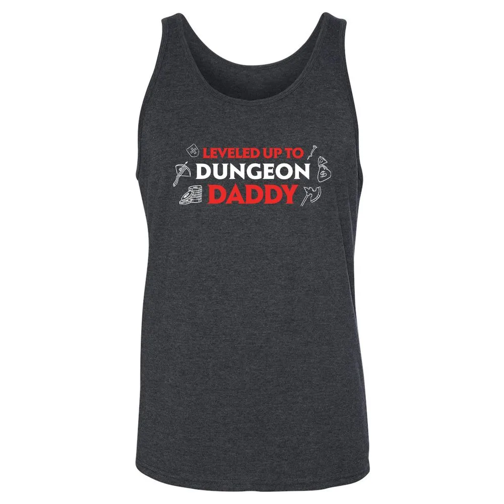 Leveled Up To Dungeon Daddy Unisex Jersey Tank - Dark Grey Heather - 6