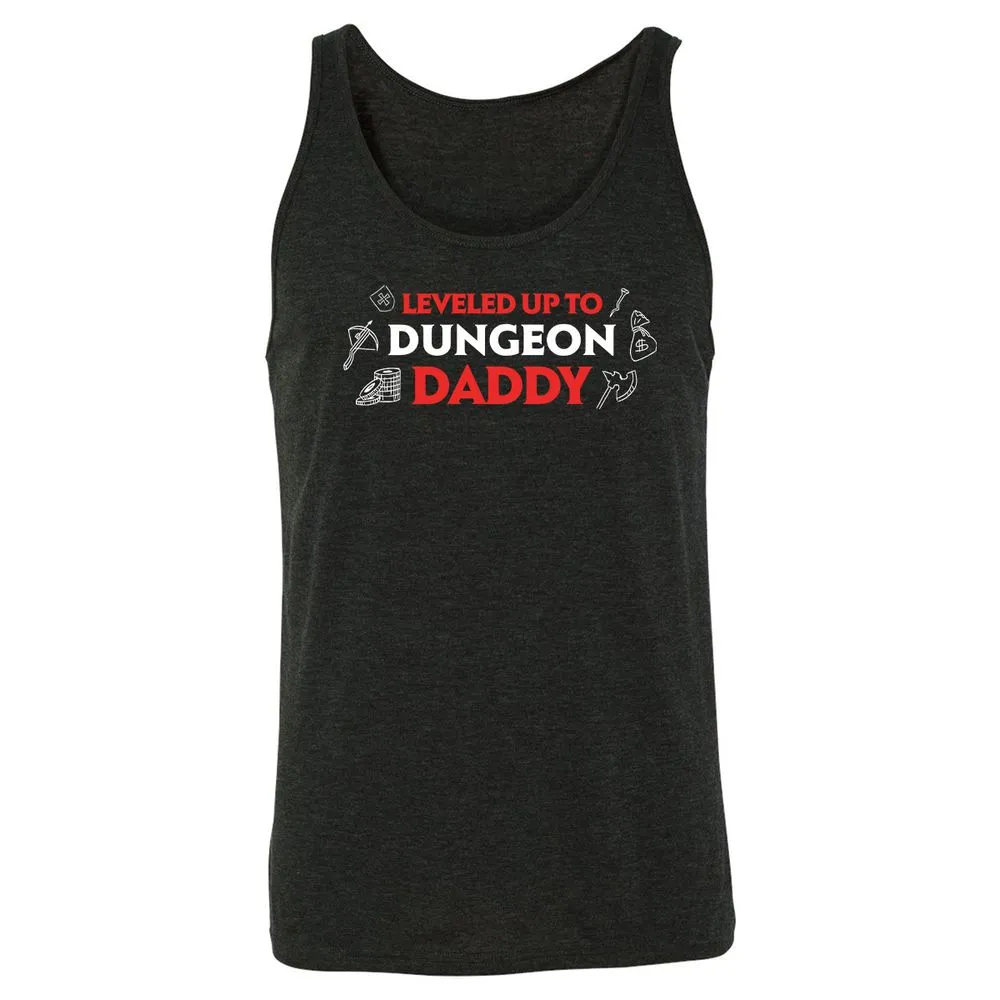 Leveled Up To Dungeon Daddy Unisex Jersey Tank - Charcoal Black Triblend - 5