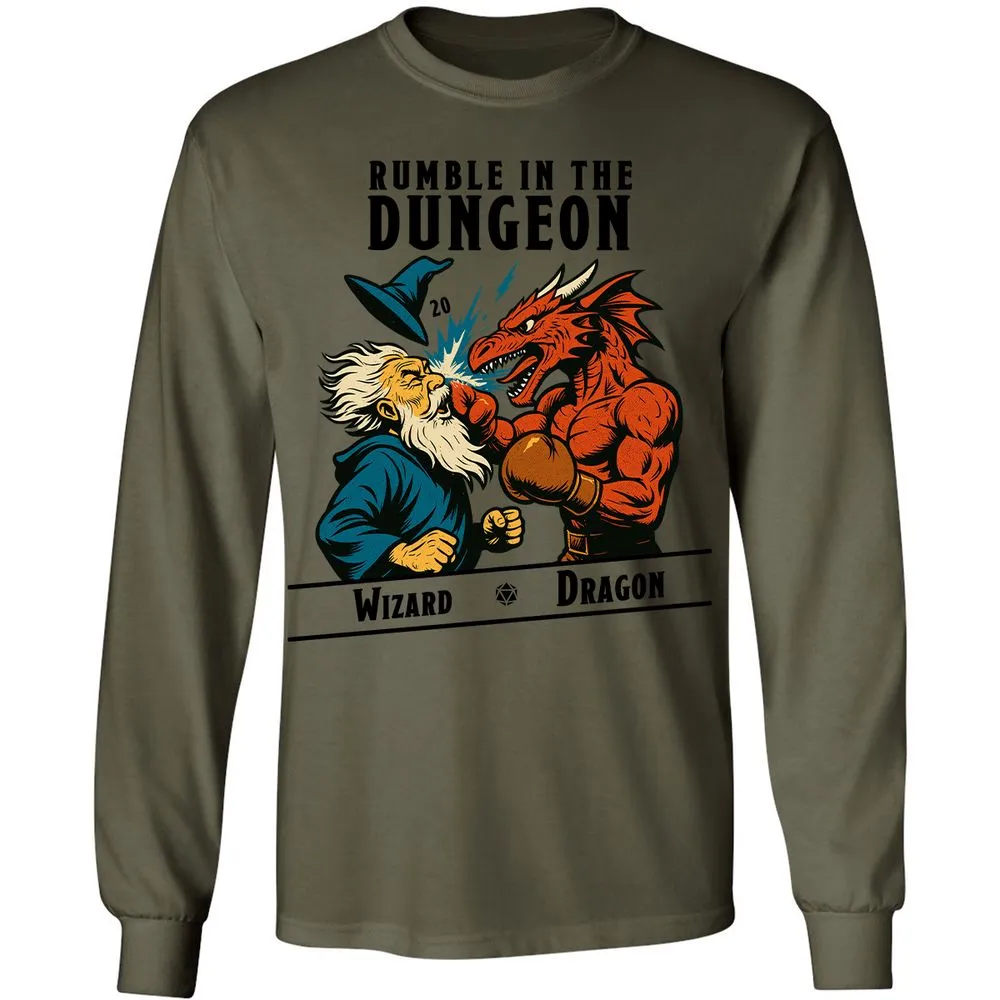 Rumble in the Dungeon Long Sleeve T-Shirt - Military Green - 7