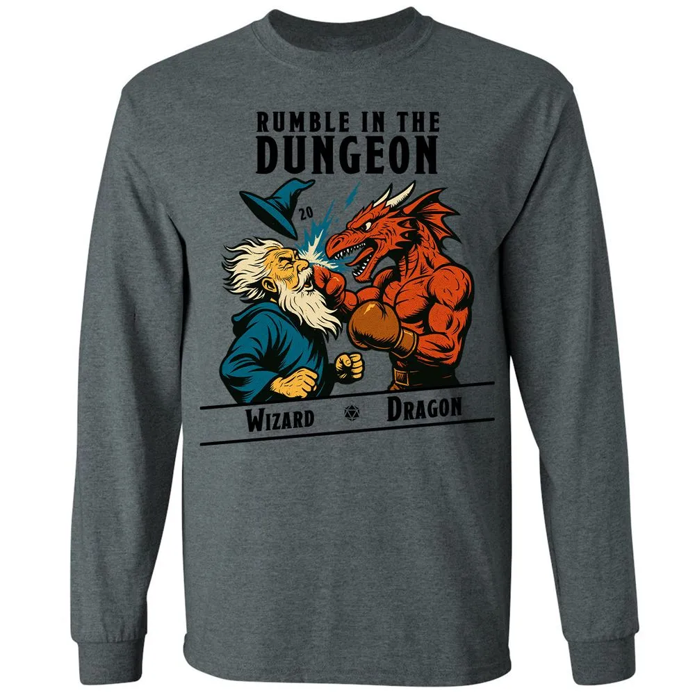 Rumble in the Dungeon Long Sleeve T-Shirt - Dark Heather - 15