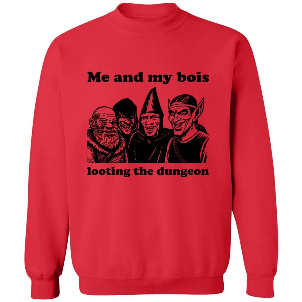 Me and my bois looting the dungeon Classic Unisex Sweatshirt - Red - 5